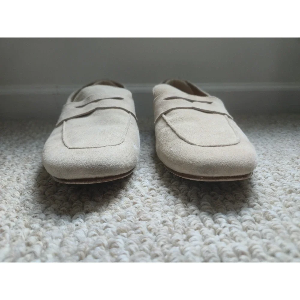Quince Womens Italian Suede Penny Loafers Almond Tan Flats Size 7.5 EUC